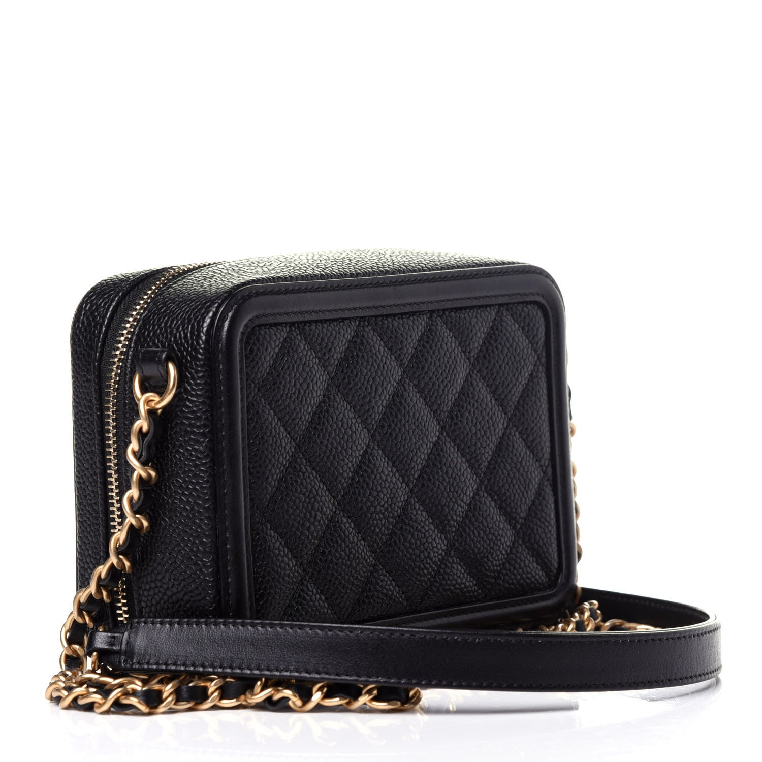 Chanel Caviar Quilted CC Filigree Vanity Clutch With Chain Black 3 of 10