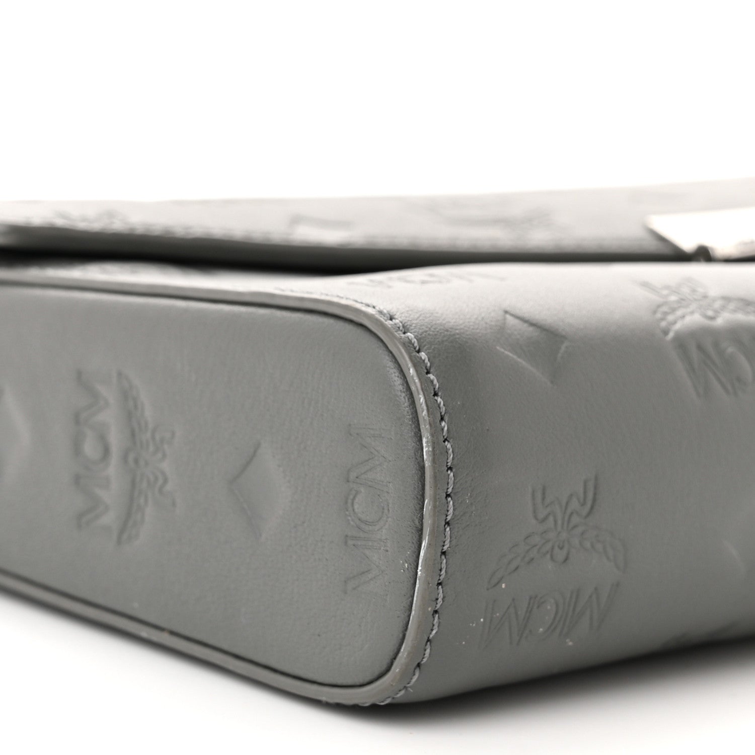 MCM Calfskin Ottomar Monogram Medium Millie Crossbody Bag Charcoal 8 of 10