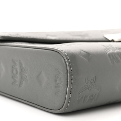 MCM Calfskin Ottomar Monogram Medium Millie Crossbody Bag Charcoal 8 of 10