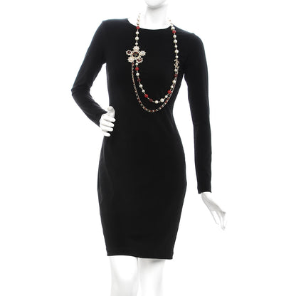 Chanel Gripoix Crystal Pearl Tweed Medallion Necklace Gold 2 of 5