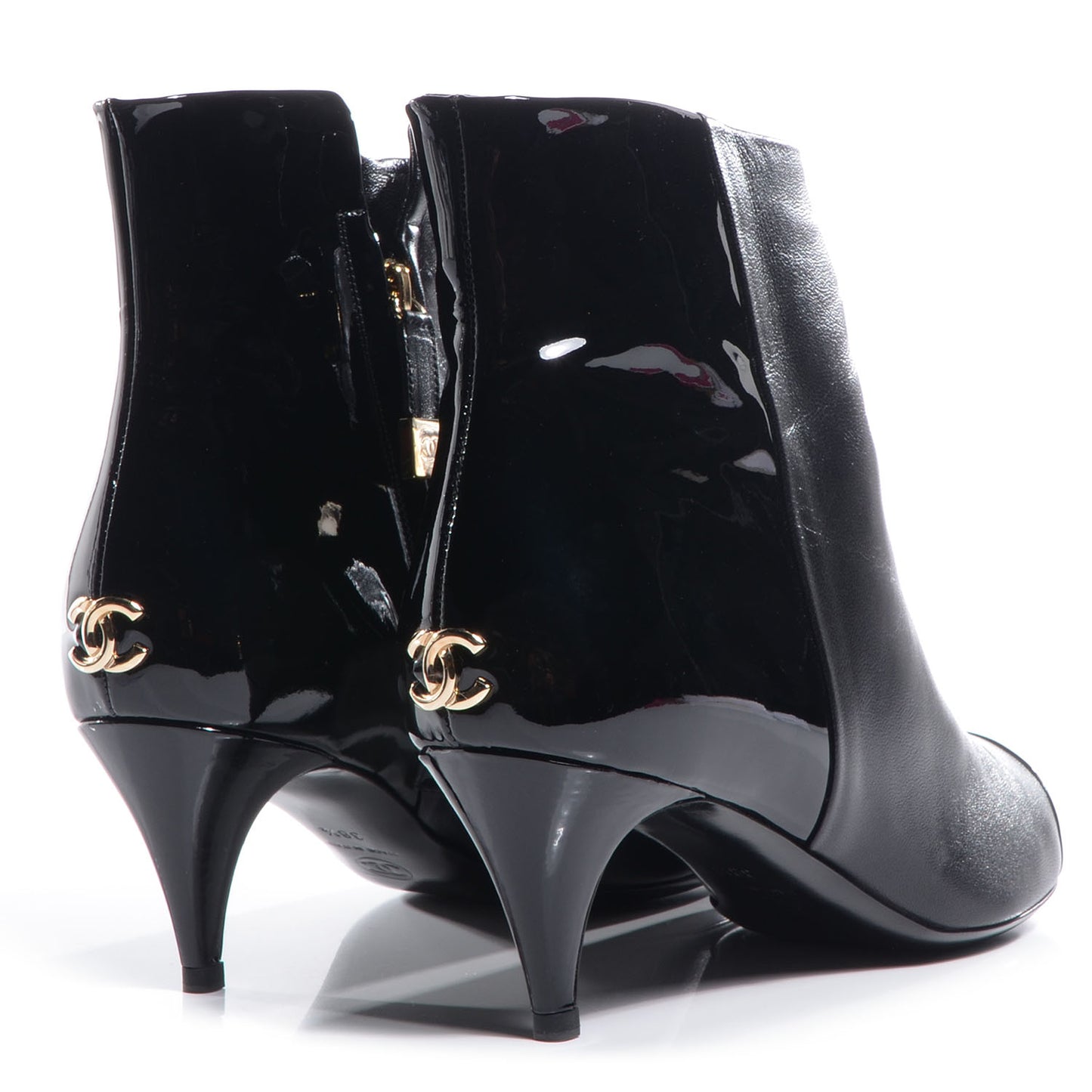 Patent Leather Cap Toe CC Boots 38.5 Black