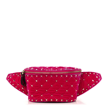 Valentino Garavani Velvet Rockstud Spike Belt Bag 85 Disco Pink 1 of 10