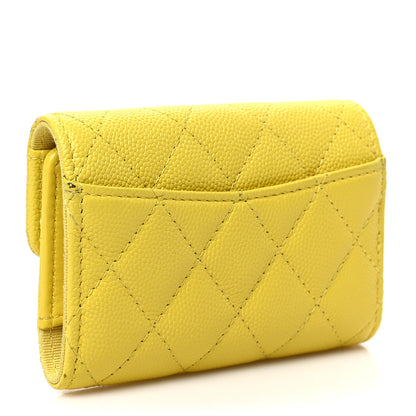 Chanel Caviar Quilted Classic 4 Key Holder Wallet Yellow 3 of 8