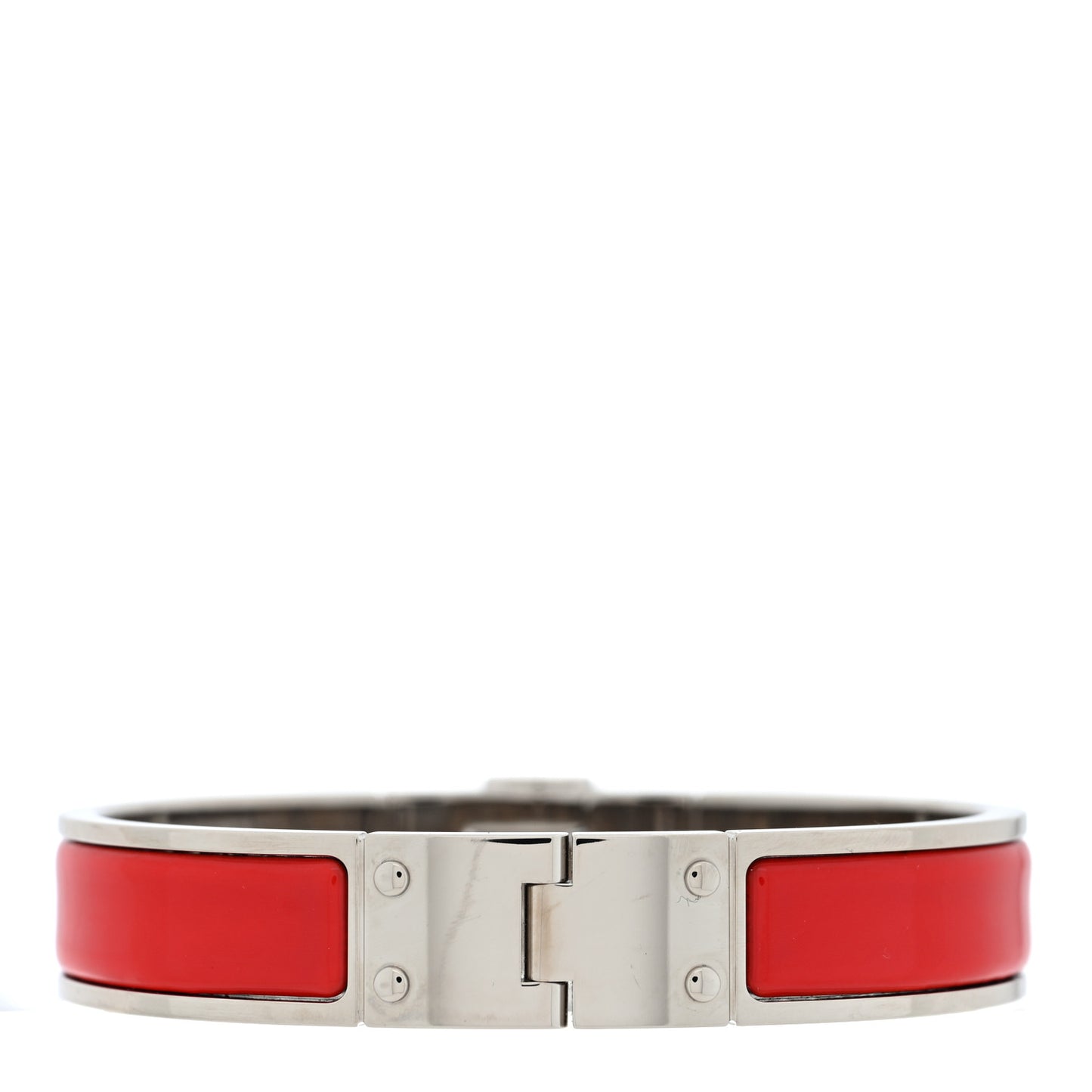 Enamel Charniere Uni Narrow Hinged Bracelet S Rouge Vif