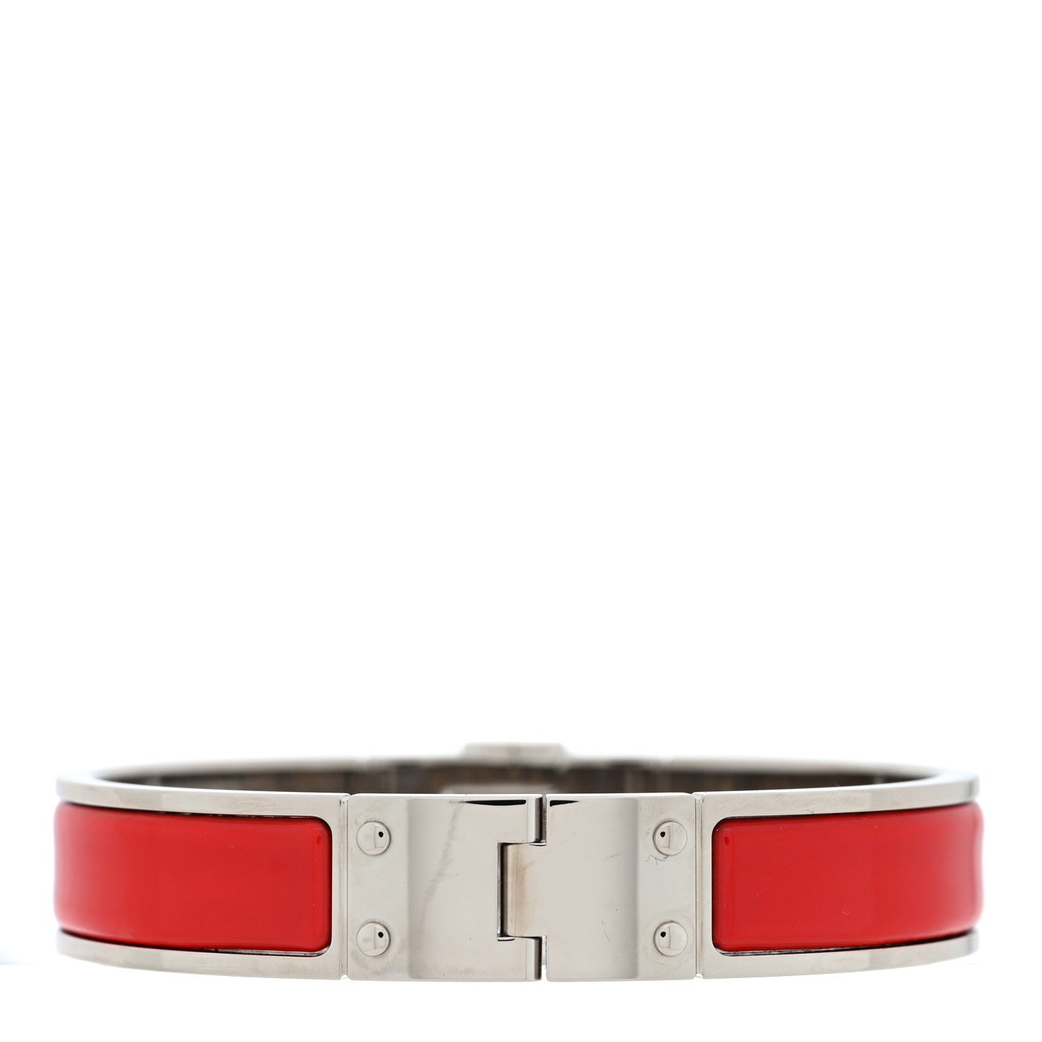 Hermes Enamel Charniere Uni Narrow Hinged Bracelet S Rouge Vif 3 of 4