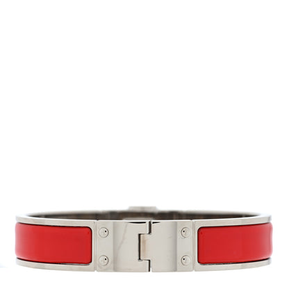 Hermes Enamel Charniere Uni Narrow Hinged Bracelet S Rouge Vif 3 of 4