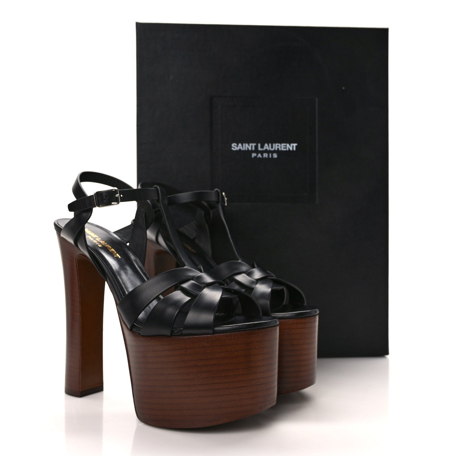 Saint Laurent Calfskin Betty 80 Tribute Sandals 38.5 Black 10 of 10
