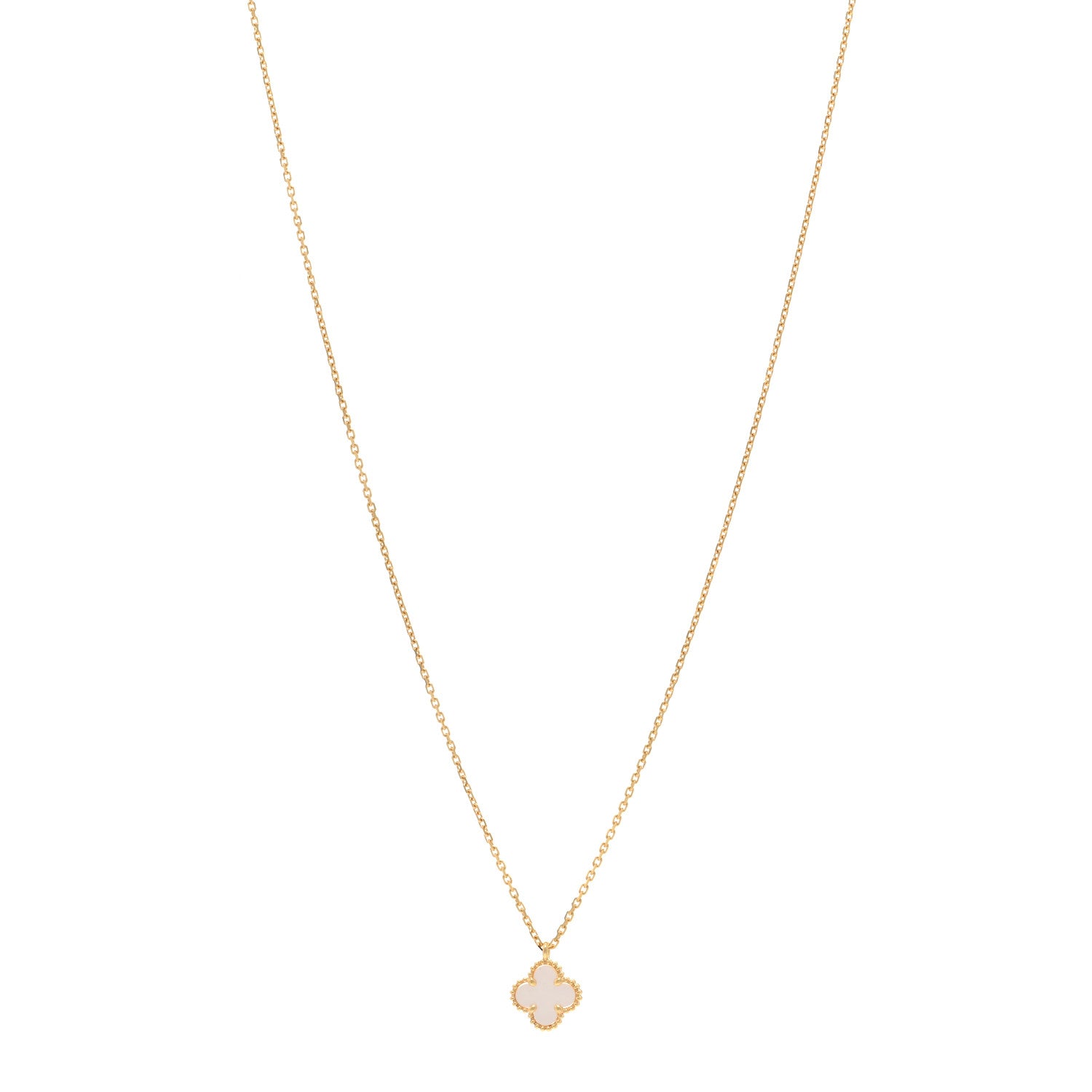 Van Cleef & Arpels 18K Yellow Gold Mother of Pearl Sweet Alhambra Pendant Necklace 1 of 6