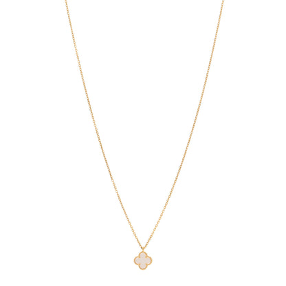 Van Cleef & Arpels 18K Yellow Gold Mother of Pearl Sweet Alhambra Pendant Necklace 1 of 6