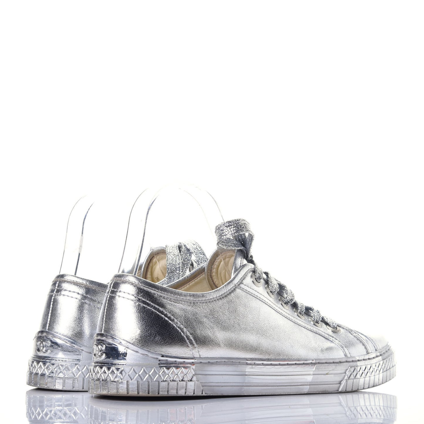 Laminated Lambskin Sneakers 39.5 Silver