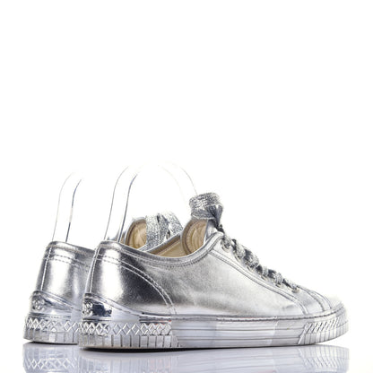 Chanel Laminated Lambskin Sneakers 39.5 Silver 4 of 10