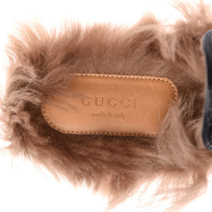 Gucci Patent Fur Womens Princetown Slippers 39 Black Natural 8 of 9