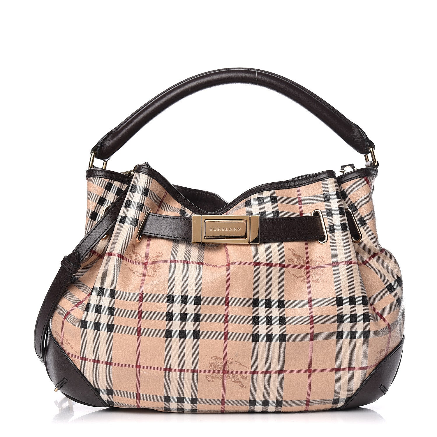 Burberry Haymarket Check Medium Willenmore Hobo Chocolate 1 of 14