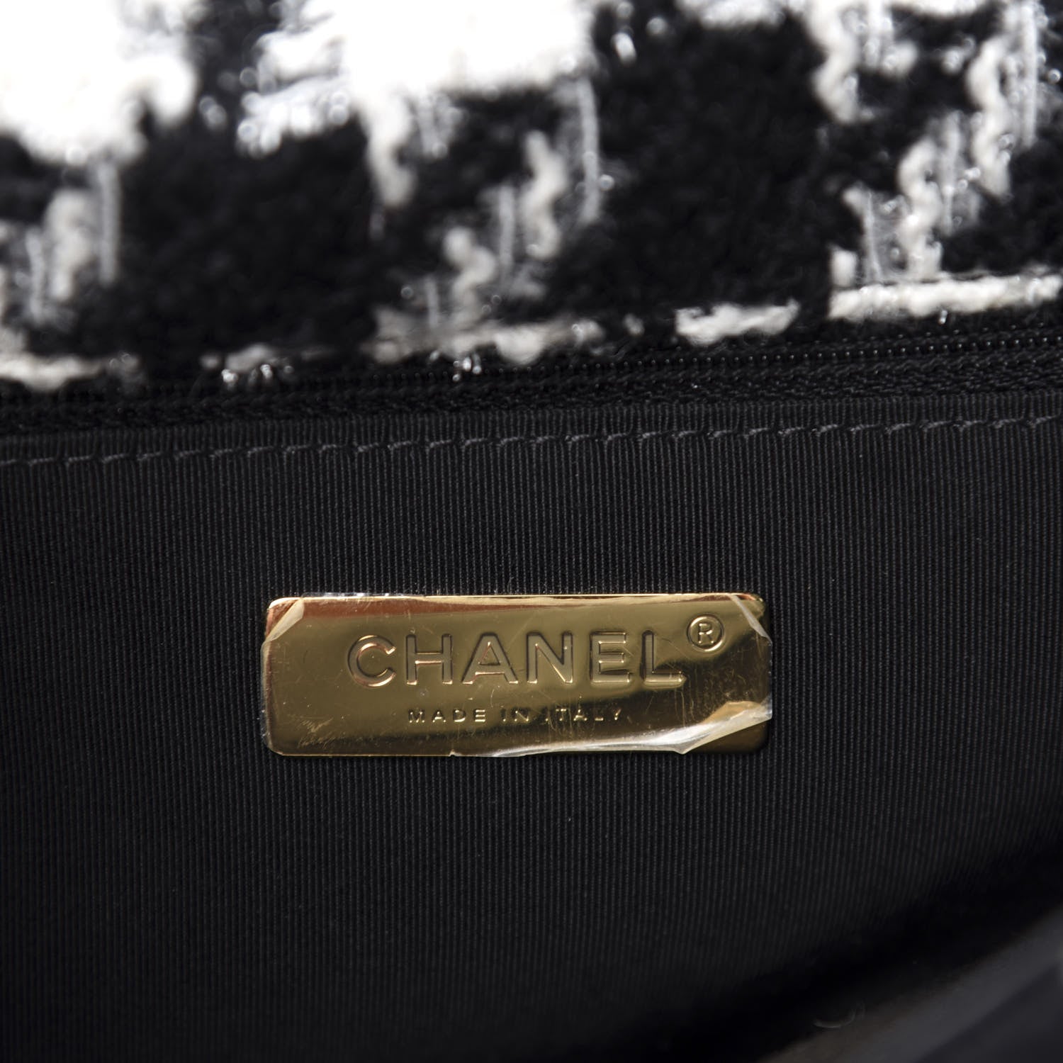 Chanel Tweed Quilted Medium 19 Flap Black Ecru White 8 of 10