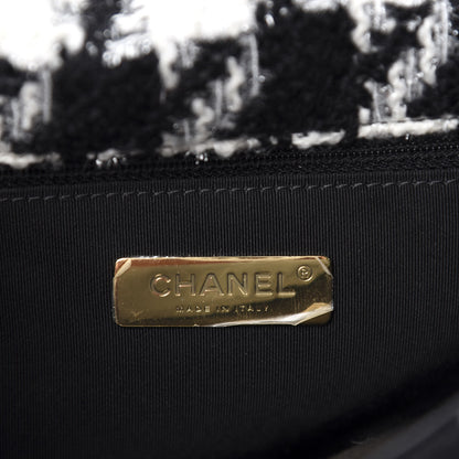 Chanel Tweed Quilted Medium 19 Flap Black Ecru White 8 of 10