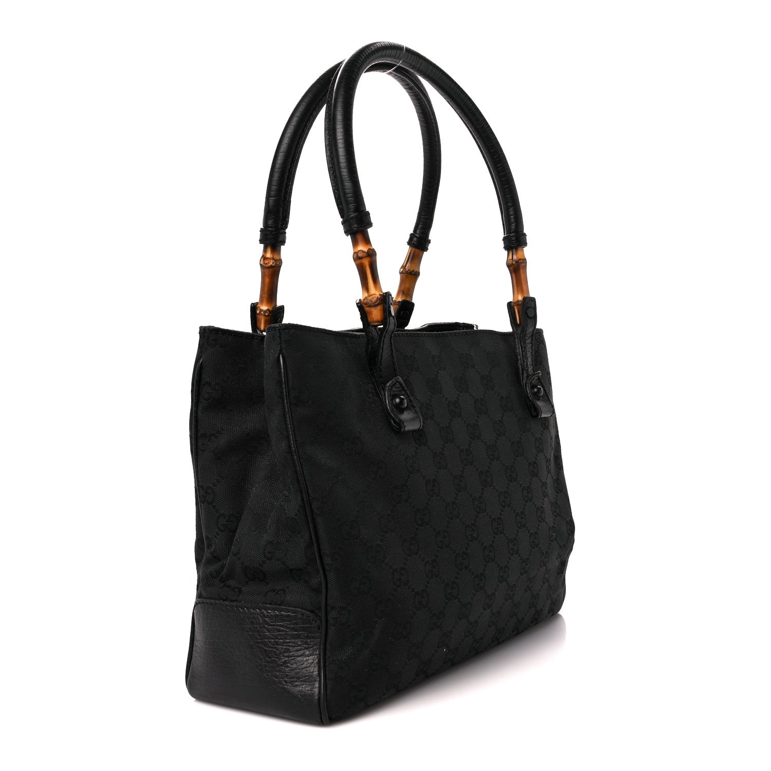 Gucci Monogram Small Bamboo Tote Black 3 of 10
