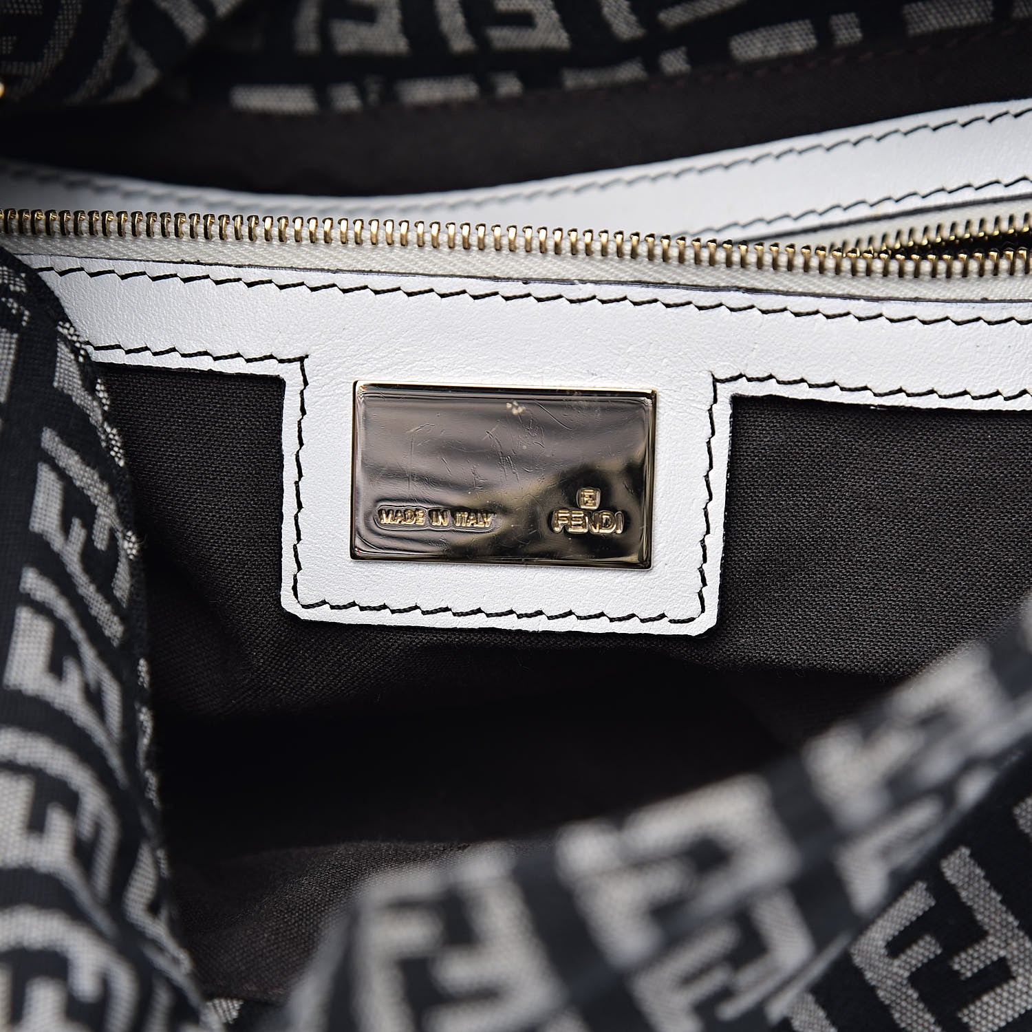 Fendi Zucchino Vitello Baguette Black White 8 of 11