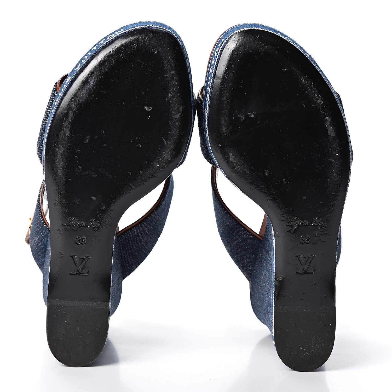 Louis Vuitton Denim Croisiere Wedge Sandals 38 Marine 6 of 9
