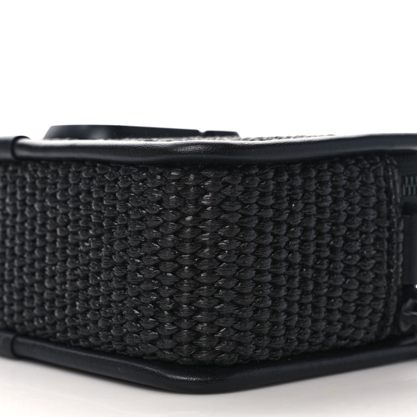 Calfskin Straw Small The Woven Snapshot DTM Camera Bag Black
