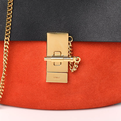 Chloe Suede Smooth Calfskin Drew Shoulder Bag Plaid Red Black 12 of 12
