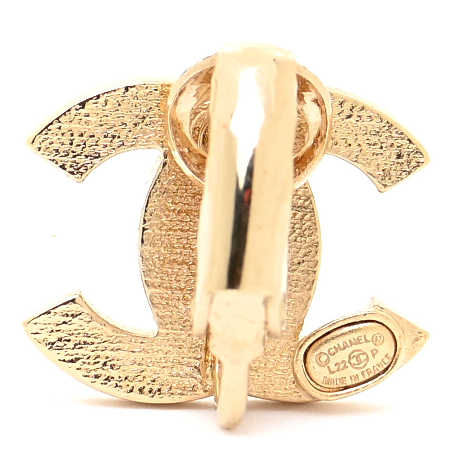 Chanel Crystal Studded CC Clip On Earrings Gold 4 of 5