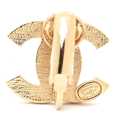 Chanel Crystal Studded CC Clip On Earrings Gold 4 of 5