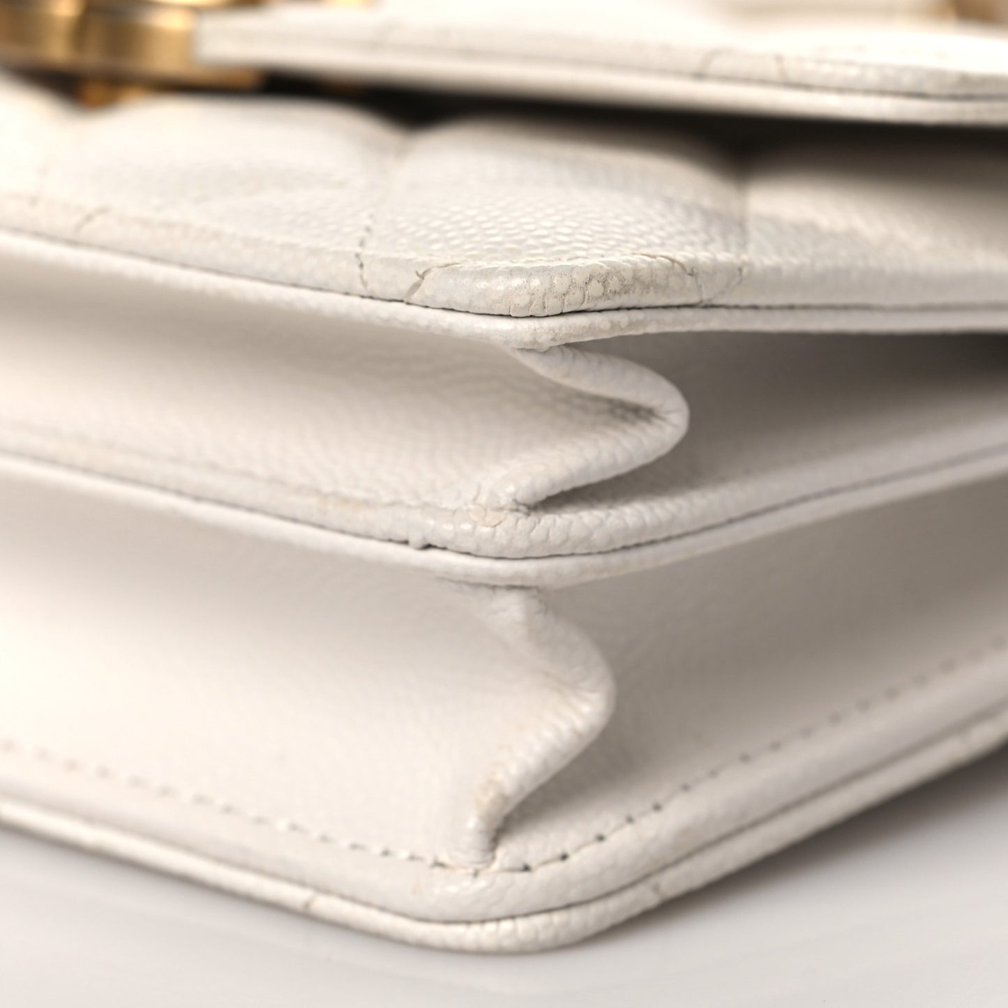 Caviar Quilted Mini Bracelet On Chain Wallet On Chain WOC White