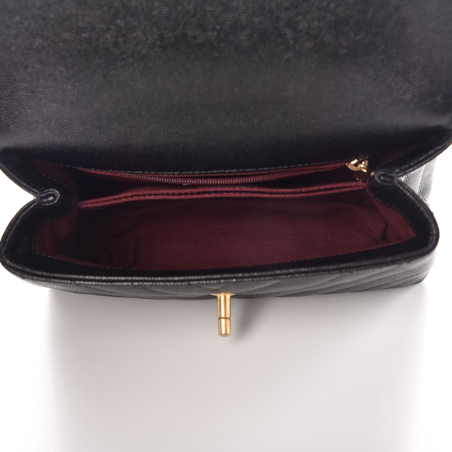 Caviar Chevron Quilted Mini Coco Handle Flap Black