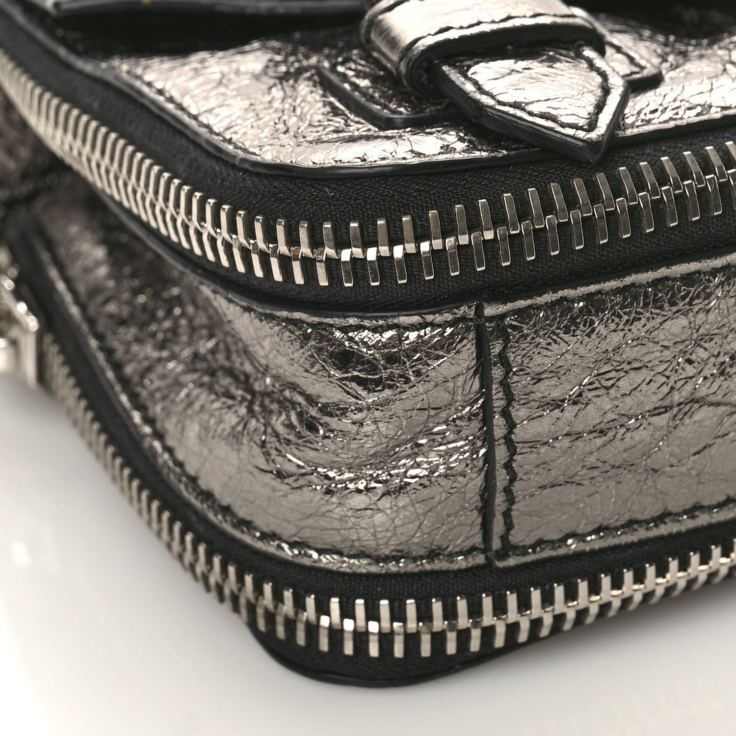 Proenza Schouler Metallic Paper Lambskin PS1 Mini Pouch Messenger Dark Silver 7 of 8