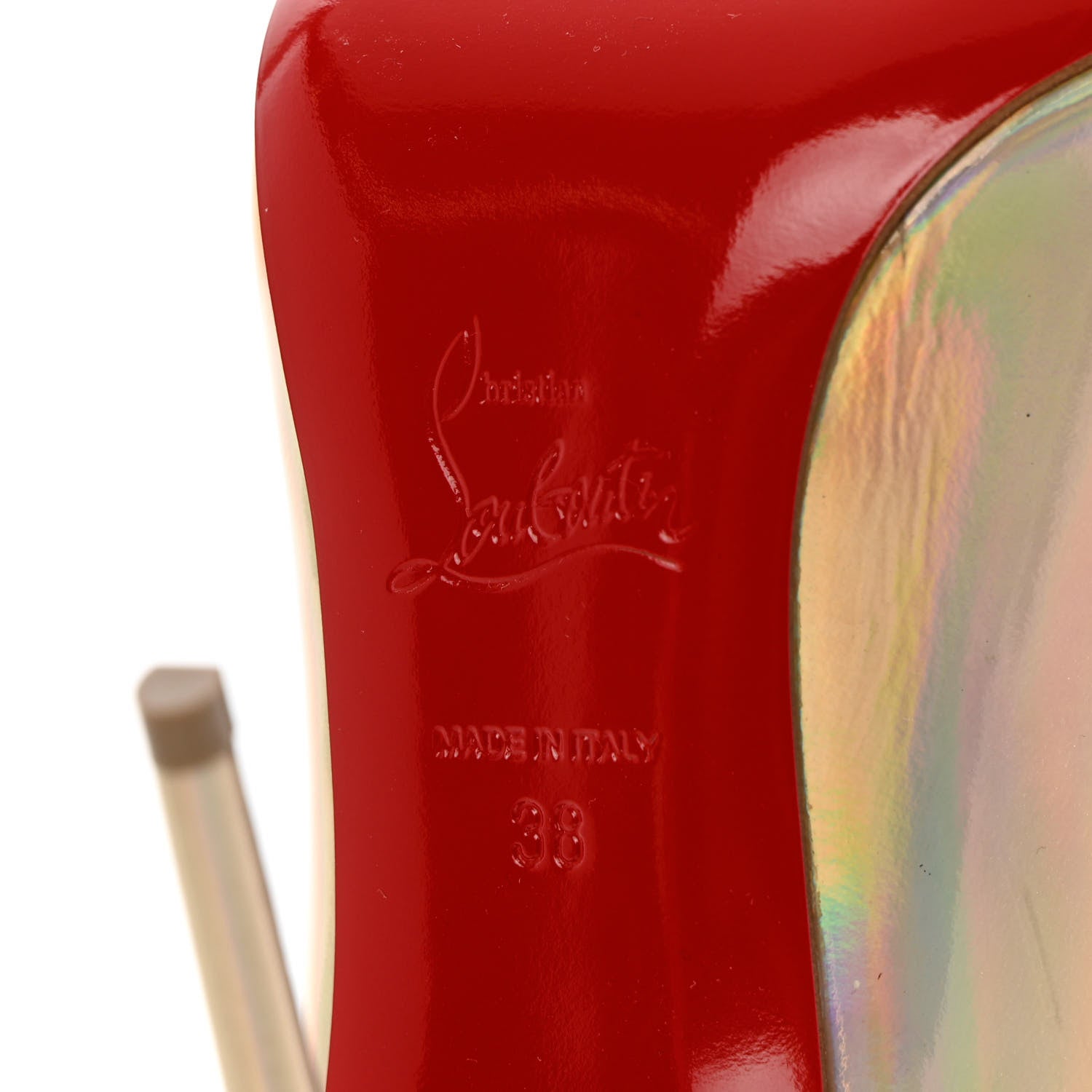 Christian Louboutin Metallic Patent Psychic Hot Chick 100 Pumps 38 Platine 7 of 12