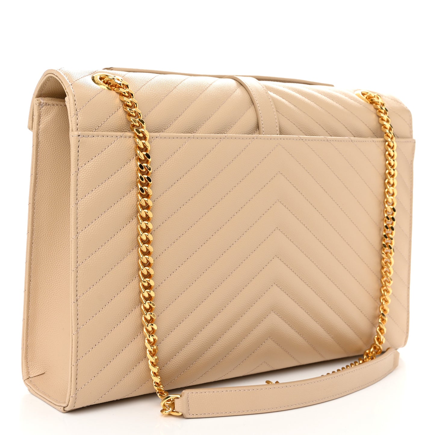 Grain De Poudre Matelasse Chevron Large Monogram Satchel Nude Powder