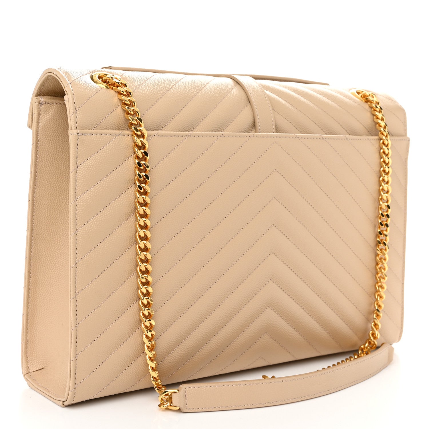 Saint Laurent Grain De Poudre Matelasse Chevron Large Monogram Satchel Nude Powder 3 of 10