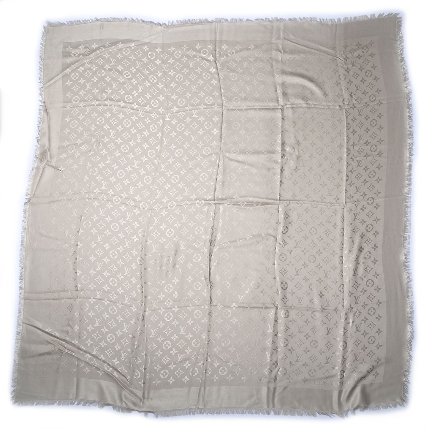 Silk Wool Monogram Shawl Beige