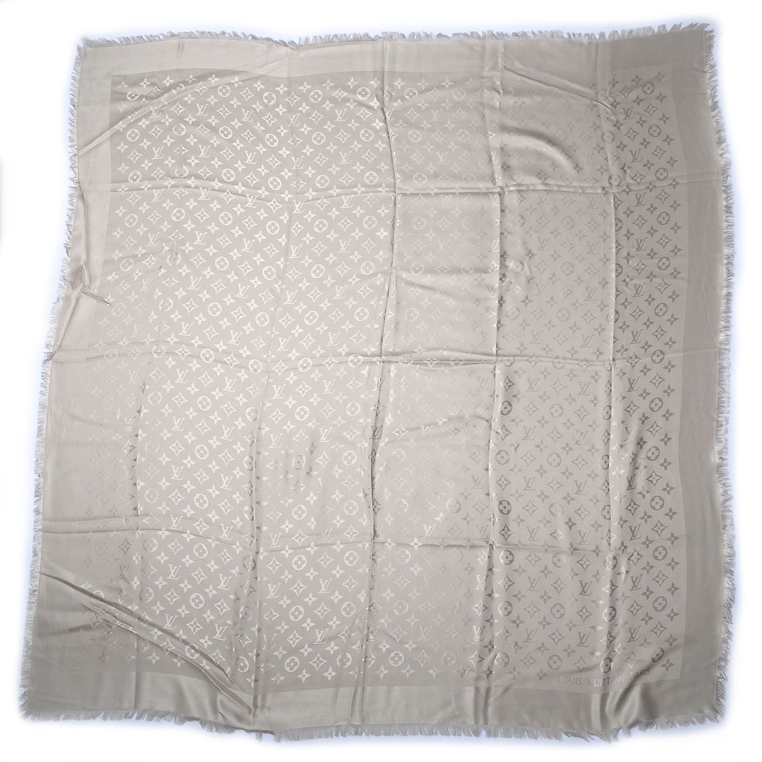 Louis Vuitton Silk Wool Monogram Shawl Beige 3 of 5