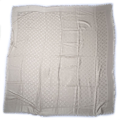 Louis Vuitton Silk Wool Monogram Shawl Beige 3 of 5