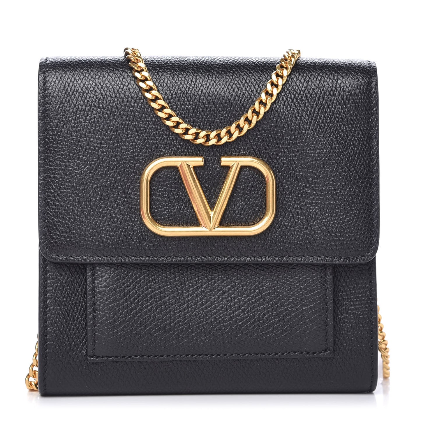 Calfskin VLogo Crossbody Bag Black