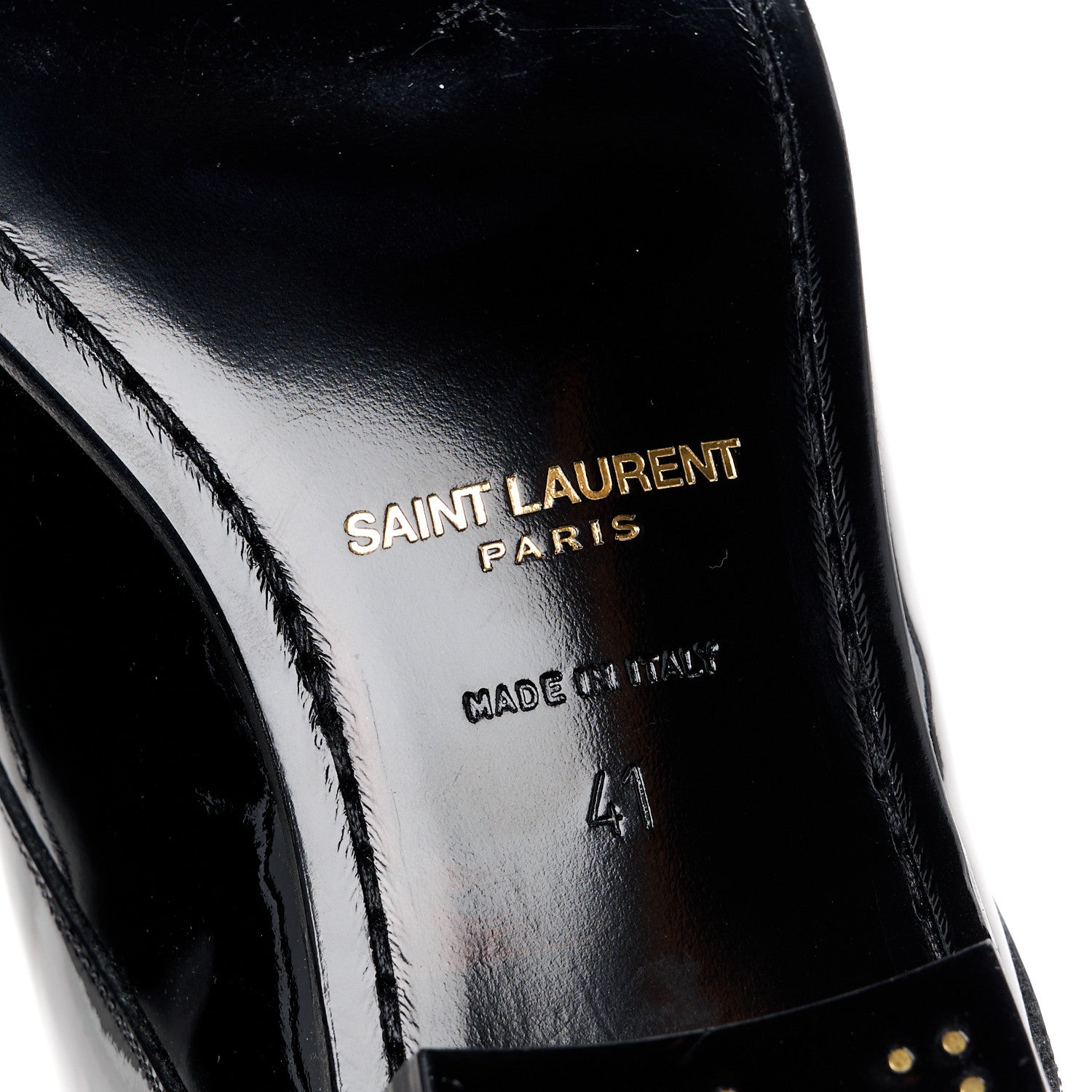 Saint Laurent Patent Calfskin Joan Ankle Boots 41 Black 6 of 8