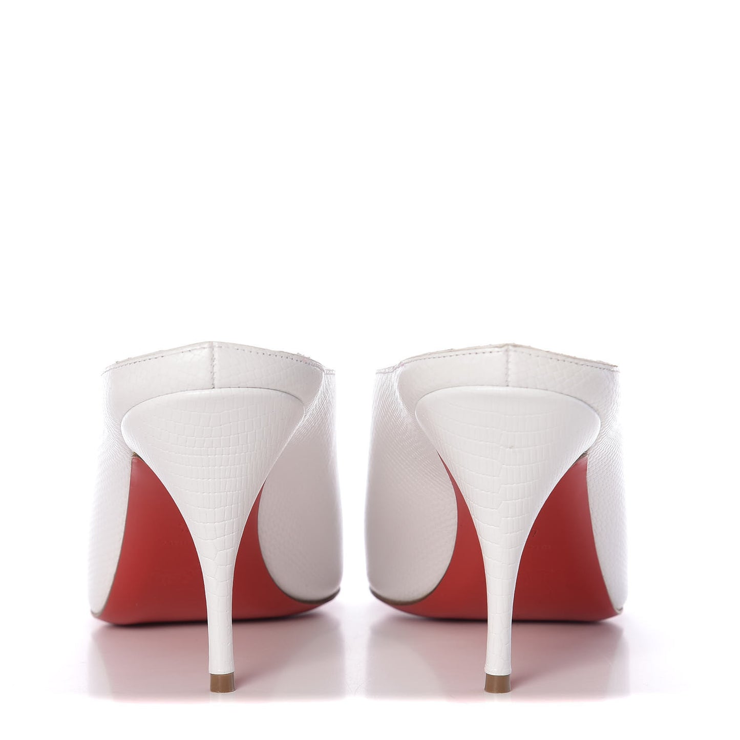 Calfskin Lizard Embossed Quart 80 Mules 40.5 White