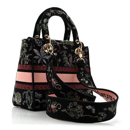Christian Dior Canvas Cabinet De Curiosites Embroidered Medium Lady D-Lite Black Multicolor 3 of 12