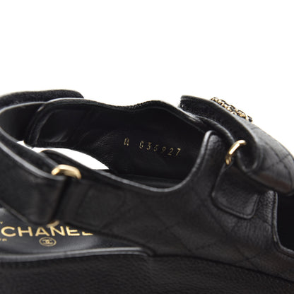 Chanel Grained Calfskin Velcro Dad Sandals 38 Black 7 of 9