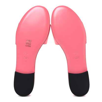 Fendi Vitello Cuoio Baguette Flat Slide Sandals 40 Pink Dalia 7 of 10