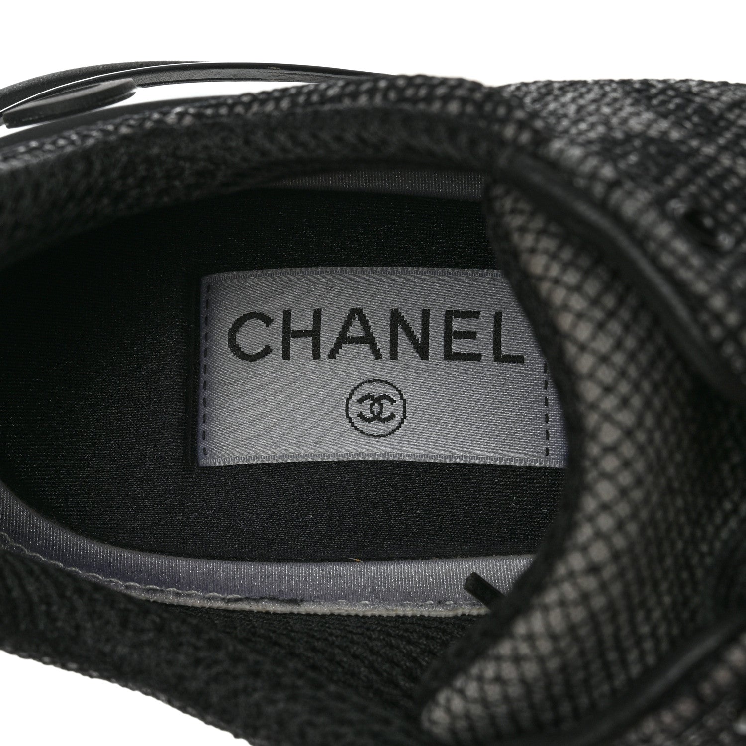 Chanel Mesh Embroidered CC Sneakers 38 Black 7 of 10