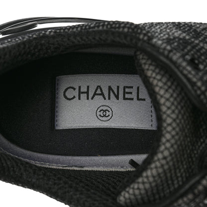 Chanel Mesh Embroidered CC Sneakers 38 Black 7 of 10