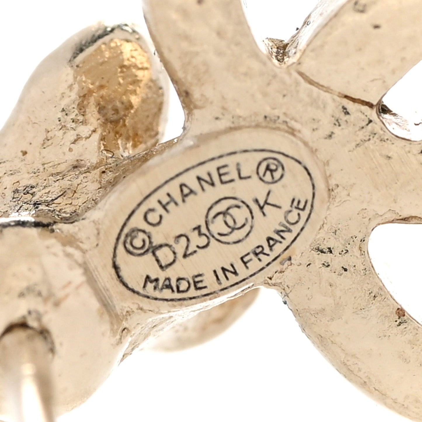 Pearl Crystal CC Stud Earrings Gold