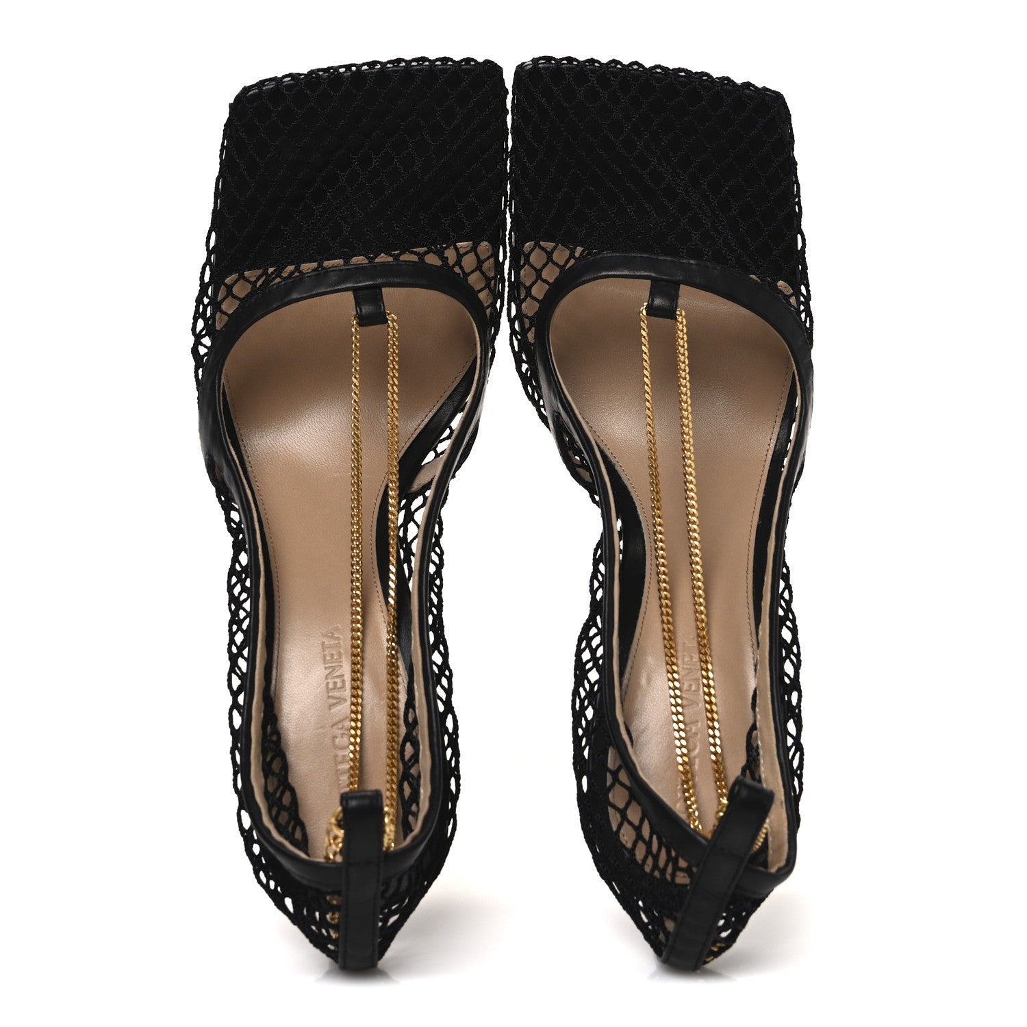Bottega Veneta Mesh Calfskin Stretch Chain Strap 90mm Pumps 40.5 Black 2 of 10