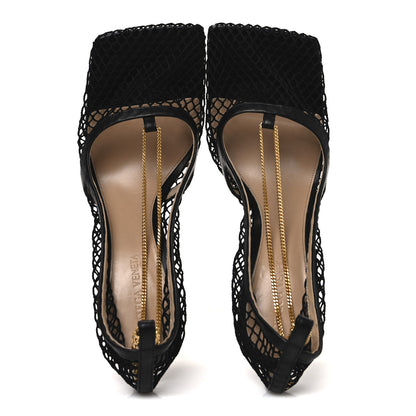 Bottega Veneta Mesh Calfskin Stretch Chain Strap 90mm Pumps 40.5 Black 2 of 10