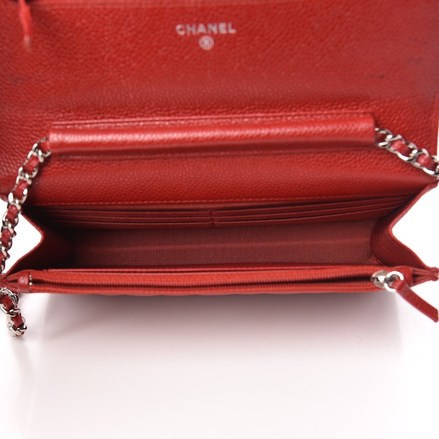 Caviar Quilted Wallet on Chain WOC Red