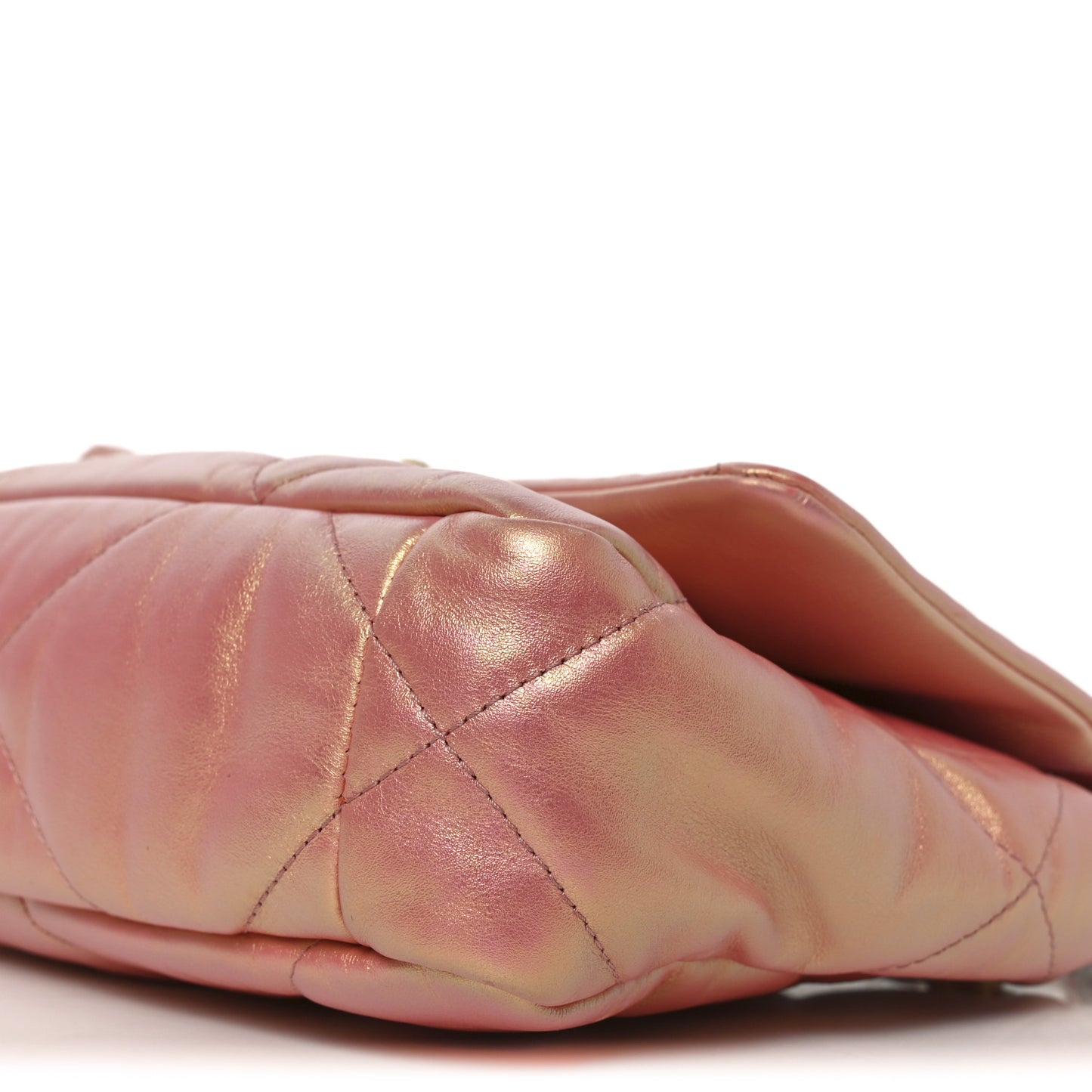 Iridescent Calfskin Quilted Medium Chanel 19 Flap Pink
