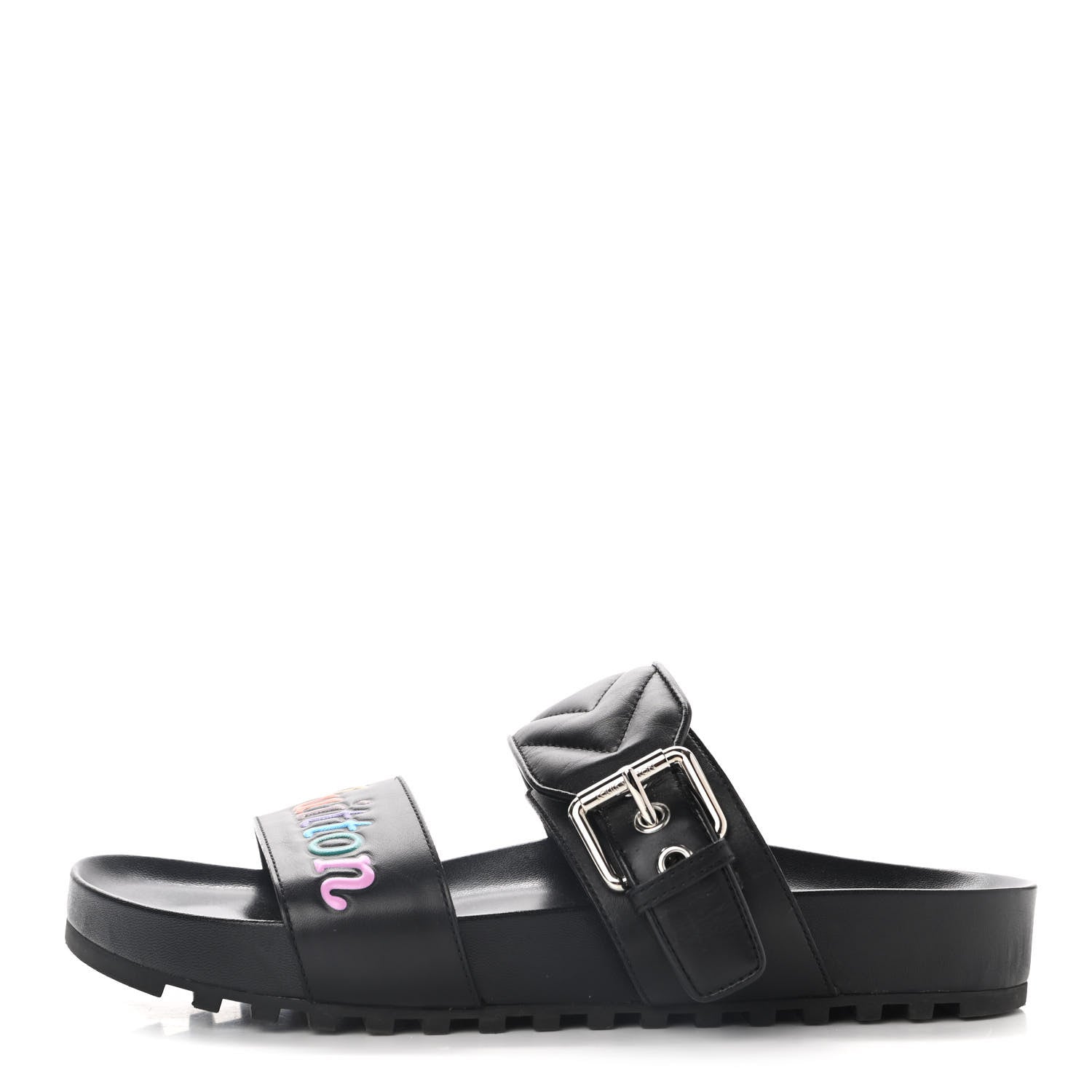 Louis Vuitton Calfskin New Wave Bom Dia Mule Sandals 38 Black 1 of 8