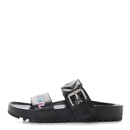 Louis Vuitton Calfskin New Wave Bom Dia Mule Sandals 38 Black 1 of 8